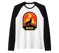 Nevada Live Love Esplora Il Design del Lupo ululante Maglia con Maniche Raglan