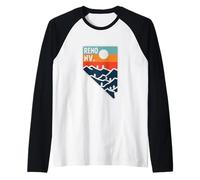 Nevada, Mappa, Stato, Montagna, e, Alberi, Vendemmia, Reno, Viaggio Maglia con Maniche Raglan