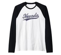 Nevada NV Sports Script Testo CURSIVO Las Vegas Reno Maglia con Maniche Raglan