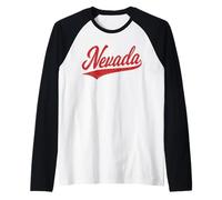 Nevada Varsity Script Retro Vintage Sport Style Maglia con Maniche Raglan