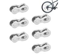 Nevalerra Catena principale per bicicletta, collegamento rapido mancante - bordi di questo collegamento mancante del giunto in acciaio - giunto a catena universale, 6 pezzi