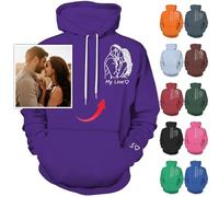Nevaou Felpa con cappuccio personalizzata Progetta il tuo ritratto dalla foto Felpe personalizzate Uomini Donne Coppie Felpe con cappuccio Regali personalizzati, Viola, L/6XL