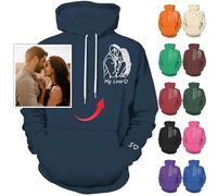 Nevaou Felpa con Cappuccio Personalizzata - Progetta il Tuo Ritratto dalla Foto - per Uomini, Donne, Coppie - Regali Personalizzati - Nary Blu, L/6XL