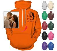 Nevaou Felpa con Cappuccio Personalizzata - Progetta il Tuo Ritratto dalla Foto per Uomini, Donne, Coppie - Regali Personalizzati, Arancione, L/6XL
