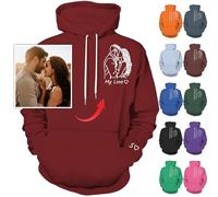 Nevaou Felpa con Cappuccio Personalizzata - Progetta il Tuo Ritratto dalla Foto per Uomini, Donne, Coppie - Regali Personalizzati, Marrone, L/6XL