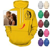 Nevaou Felpa con Cappuccio Personalizzata - Progetta il Tuo Ritratto dalla Foto per Uomini, Donne, Coppie - Regali Personalizzati, Giallo, L/6XL
