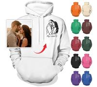 Nevaou Felpa con Cappuccio Personalizzata - Progetta il Tuo Ritratto dalla Foto - per Uomini, Donne, Coppie - Regali Personalizzati - Bianco, L/6XL
