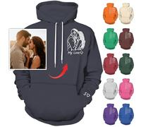 Nevaou Felpa con Cappuccio Personalizzata - Progetta il Tuo Ritratto dalla Foto per Uomini, Donne, Coppie - Regali Personalizzati - Erica Scura, L/6XL