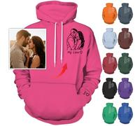 Nevaou Felpe con cappuccio personalizzate Progetta il tuo ritratto dalla foto Felpa con cappuccio personalizzata Uomini Donne Coppie Felpe Regali personalizzati, Rosa chiaro, L/6XL