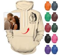 Nevaou Felpe con cappuccio personalizzate Progetta il tuo ritratto dalla foto Felpa con cappuccio personalizzata Uomini Donne Coppie Felpe Regali personalizzati, sabbia, L/6XL