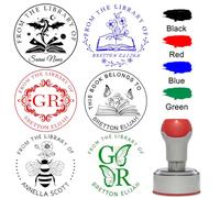 Nevaou Timbro personalizzato per libri in rilievo con logo personalizzato della biblioteca del libro Ex Libris Amante dei libri Regalo 4 colori disponibili