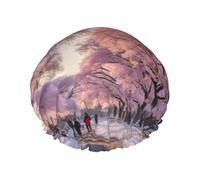 Neve che cade nel parco cuffie da doccia da donna riutilizzabile grande cuffia da doccia da uomo Quick dry cura capelli lunghi corti bambini bagno