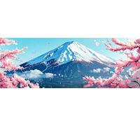 Neve Montagna Dipingere con i Numeri Adulti 45x135 cm, DIY Acrilico Fiore di ciliegio Dipingere con i Numeri Bambini,Paint by Numbers con Pennelli Pigmento,Decora la casa Regalo (Senza Cornice)-H848