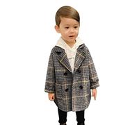 Neve Neonato Cappotto per ragazzi con tacche Giacca con colletto per ragazze Cappotto per bambini in lana con doppio elegante Cappotto per bambini scozzese per bambini Pile Ragazza (Grey, 3-4 Years)