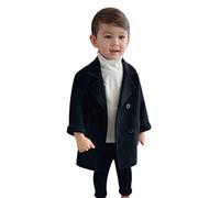Neve Neonato Cappotto per ragazzi con tacche Giacca con colletto per ragazze Cappotto per bambini in lana con doppio elegante Cappotto per bambini scozzese per bambini Pile Ragazza (Black, 2-3 Years)