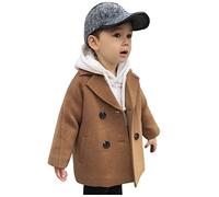 Neve Neonato Cappotto per ragazzi con tacche Giacca con colletto per ragazze Cappotto per bambini in lana con doppio elegante Cappotto per bambini scozzese per bambini Pile Ragazza (Khaki, 2-3 Years)