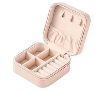 Neveika Mini portagioie portatile da viaggio, in pelle, organizer per anelli, scatola regalo per ragazze e donne (rosa).