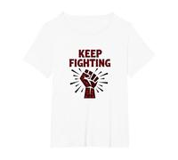 Never Back Down Fight Fist Slogan di protesta Motivazionale Maglietta, Donna Plus-Size, Bianco, 1X