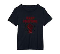 Never Back Down Fight Fist Slogan di protesta Motivazionale Maglietta, Donna Plus-Size, Nero, 3X