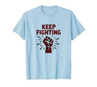 Never Back Down Fight Fist Slogan di protesta Motivazionale Maglietta, Uomo, Celeste, XL