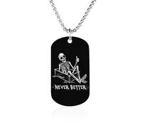Never Better Fashion - Collana commemorativa con ciondolo in acciaio al titanio, con stampa, per uomo e donna