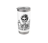 Never Better Skeleton, per donne | Coffee & Messy Bun Bicchiere termico in acciaio inox doppia parete