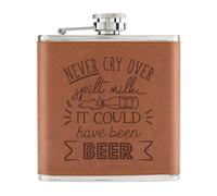 Never Cry Sopra Versato Latte It Could Have Been Birra 170ml PU Pelle Hip Flask
