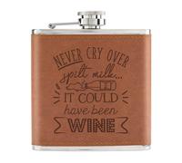 Never Cry Sopra Versato Latte It Could Have Been Vino 170ml PU Pelle Hip Thermos