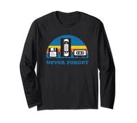 Never Dimenticare T Shirt Divertente Floppy Disk VHS Nastro 90s 80s Tee Maglia a Manica
