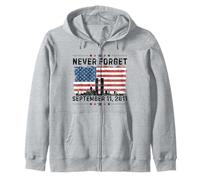 Never Forget 11 settembre 2001 Memorial Day Bandiera americana Felpa con Cappuccio