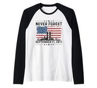 Never Forget 11 settembre 2001 Memorial Day Bandiera americana Maglia con Maniche Raglan