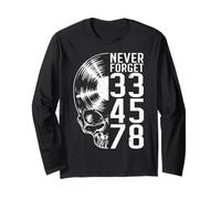 Never Forget 33 45 78 Giri in Vinile Lover Gothic Skull Maglia a Manica