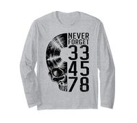 Never Forget 33 45 78 Giri in Vinile Lover Gothic Skull Maglia a Manica