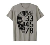 Never Forget 33 45 78 Giri in Vinile Lover Gothic Skull Maglietta