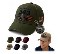 Never Forget 343 - Cappello da pompiere 9/11 con portachiavi a moneta, E, M-XL