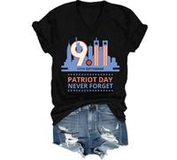 Never Forget 9-11 Shirt, We Will Never Forget 9/11 T-Shirt, Giornata Nazionale della Memoria Camicie Donna Uomo, Nero (scollo a V), S