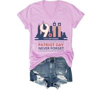 Never Forget 9-11 Shirt, We Will Never Forget 9/11 T-Shirt, Giornata Nazionale della Memoria Camicie Donna Uomo, Rosa (scollo a V), XL