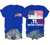 Never Forget 911 Shirt Never Forget - Maglietta unisex con bandiera americana dell'11 settembre 2001, Blu Reale - V, L