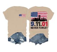 Never Forget 911 Shirt Never Forget - Maglietta unisex con bandiera americana dell'11 settembre 2001, cachi, L