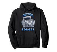 Never Forget Ghetto Blaster Vintage 80s 90s Hip Hip Felpa con Cappuccio