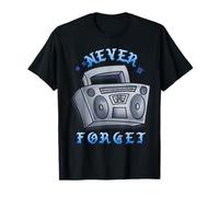 Never Forget Ghetto Blaster Vintage 80s 90s Hip Hip Maglietta