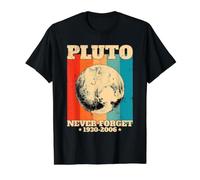 Never Forget Plutone Retro Nerd Astronomia Space Science Maglietta con Stampa Grafica Economica, Uomo, Nero, S