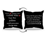 Never Forget That I Love You Hug This Pillow Until You Can Hug Me - Federa reversibile per cuscino a tema amore, 40 x 40 cm, decorazione per casa, camera da letto, soggiorno, coppia a lunga distanza