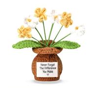 Never Forget the Difference You Make Postive Yellow Crochet Forget-Me-Not, regalo di ringraziamento per colleghi, amici, insegnanti, vaso di fiori all'uncinetto regalo per compleanno Natale