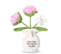 Never Forget the Difference You Make Rosa Postiva all'uncinetto Rosa, Regalo di ringraziamento per colleghi, amici, insegnanti, vaso di fiori all'uncinetto regalo per compleanno Natale