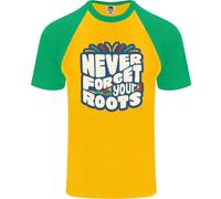 Never Forget Your Roots Camiseta Baseball Uomo Fruit of the Loom Cotone
