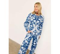 Never Fully Dressed - Amara - Giacca in denim blu con maniche a palloncino e stampa strutturata 44