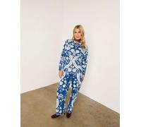 Never Fully Dressed - Amara - Jeans dritti blu con stampa e tasca con volant sul retro 42