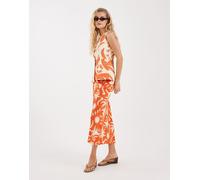 Never Fully Dressed - Cairo Dorris - Gonna lunga in raso arancione con stampa di soli in coordinato 42