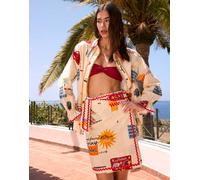 Never Fully Dressed - Camicia comoda in cotone color crema con stampa in coordinato-Bianco 38